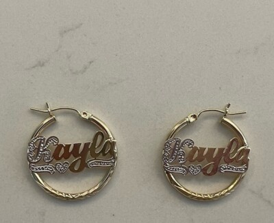 14 Karat Gold Creolen Namensschild Ohrringe - Kayla