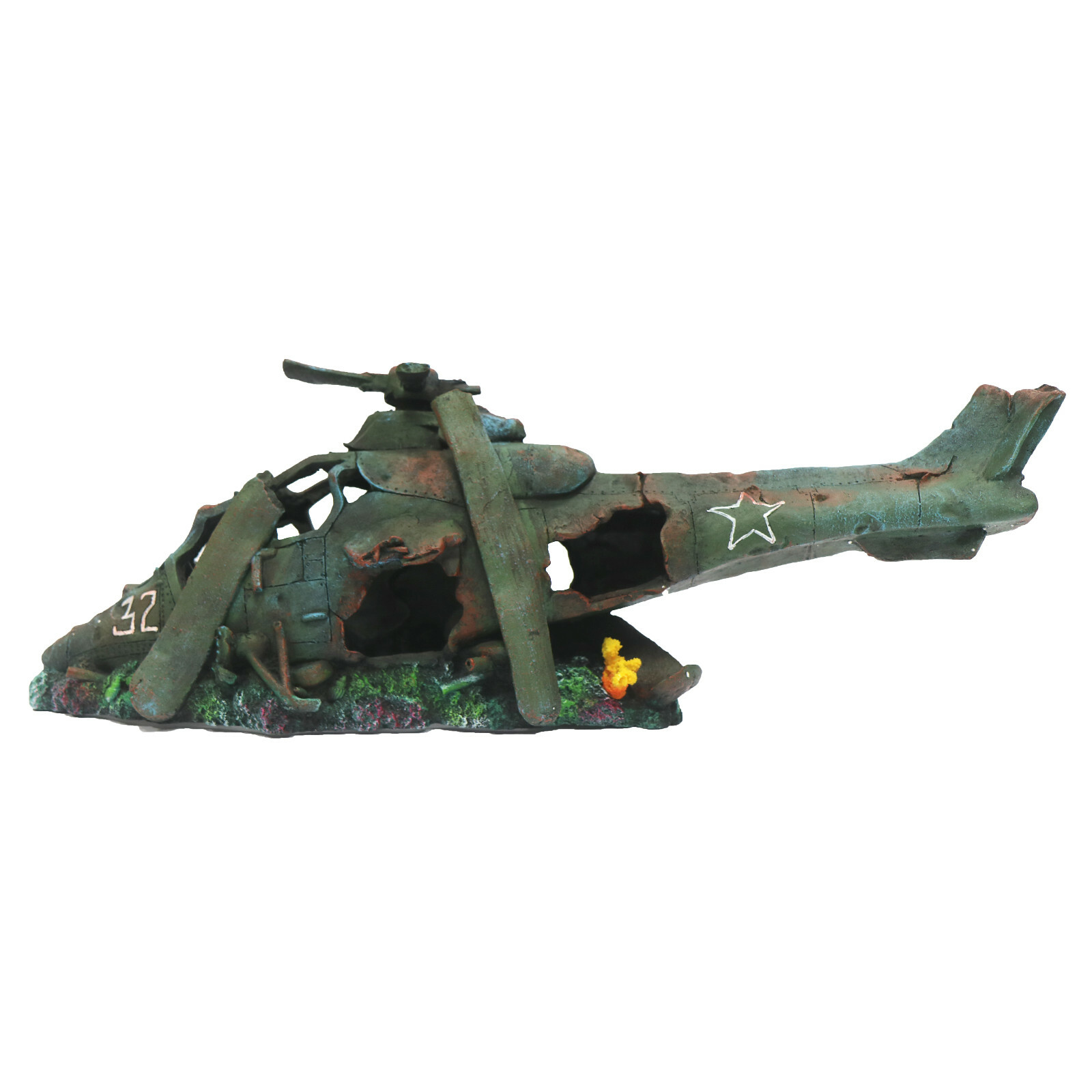 Extra Large 75cm Helicopter Crash Wreck Ruin Aquarium Ornament MS870