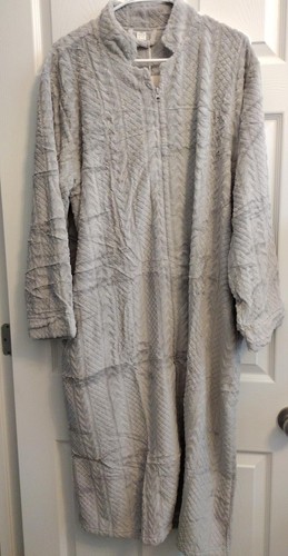 Zip Up Robe Women Fleece Plush Zipper Ladies Full Length Long Housecoat Pockets