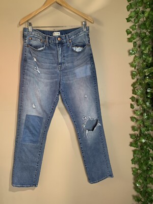 Womens MADEWELL Cruiser Straight Patchwork Denim Jeans 30