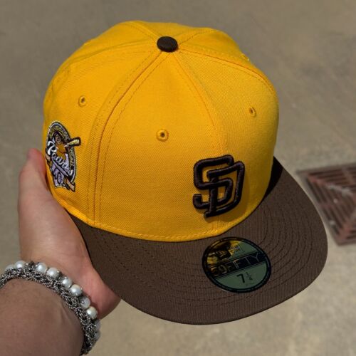 NEUF chapeau ajusté jaune marron San Diego Padres 40e anniversaire 59cinquante nouvelle ère ca - Photo 1/8