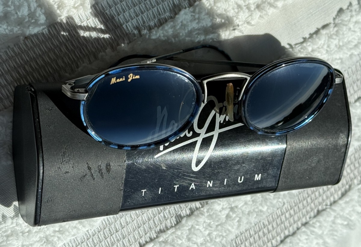 Ultra Rare "Original Font Logo" Maui Jim Seabreeze MJ 184 Blue Polarized Lenses View 4