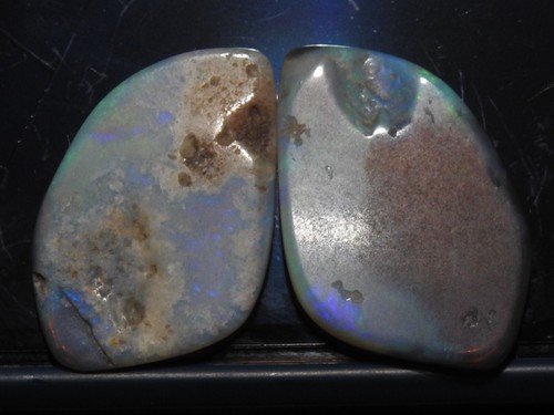 Australian Opal Matched Pair Multi Fire Smooth Polished Fancy Shape 28X19X2MM - Picture 15 of 16