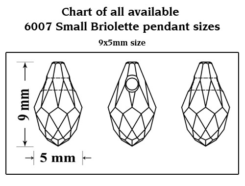 Superior PRIMERO 6007 Small Briolette Pendant Crystal AB 9x5mm - Picture 2 of 2