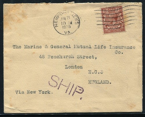 GRAN BRETAGNA USATO ALL'ESTERO VIRGINIA USA PAQUEBOT NAVE GEORGE V PACIFIC STEAM - Foto 1 di 2