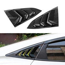Carbon Fiber ABS Vent Quarter Side Window Louver Cover For Honda Civic 2016-2021