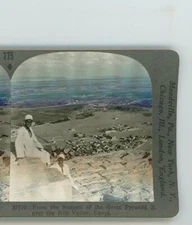 Summit of Great Pyramid over Nile Valley Egypt Keystone Stereoview
