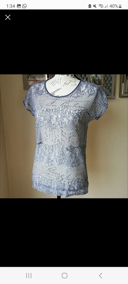 Nanette NANETTE LEPORE Grey Lace T-shirt Top - Image 4 of 4