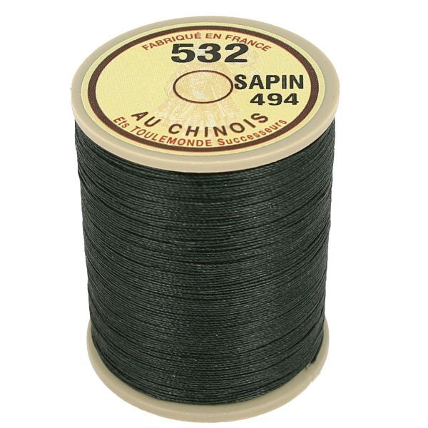 Fil de lin Au Chinois glacé 532 vert sapin pour couture cuir de luxe