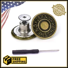 15 Sets Replacement Jeans Buttons, 17Mm No-Sew Nailess Removable Metal Jeans New