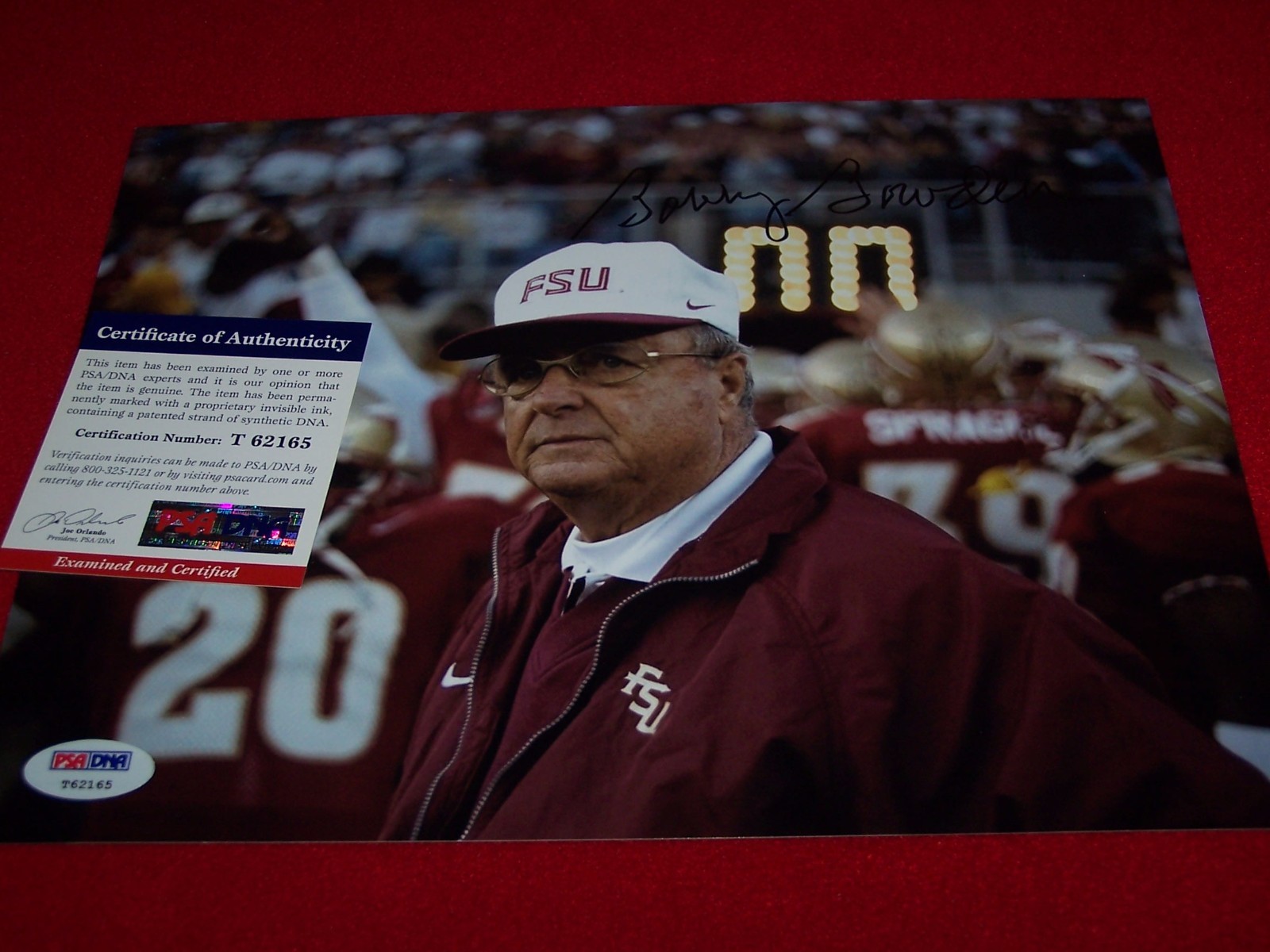 BOBBY BOWDEN Autographed Signed FLORIDA STATE 8x10 PICTURE PSA DNA CERTIFIED 