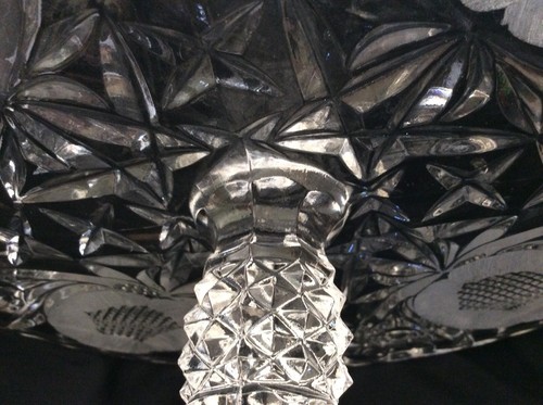 24% LEAD CRYSTAL ITALIAN PEDESTAL CAKE STAND ETCHED FLOWERS & DESIGNS HAND CUT - Imagen 10 de 10