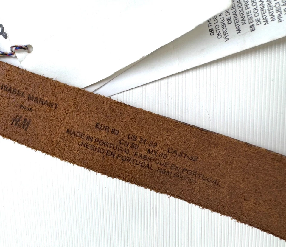 Cinto de couro Isabel Marant H&M marrom furos duplos tamanho 31-32/80 cm - Imagem 2 de 4