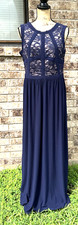 Women's R M RICHARDS Elegant Long Dress Navy Lace Size 14T