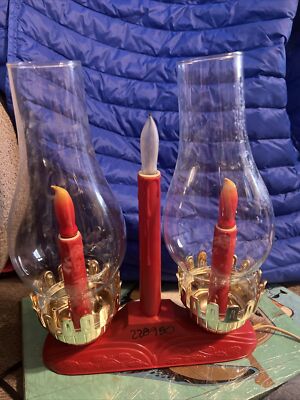 Vintage Electric TIMCO 3 Light Twin Hurricane RED Candolier Christmas