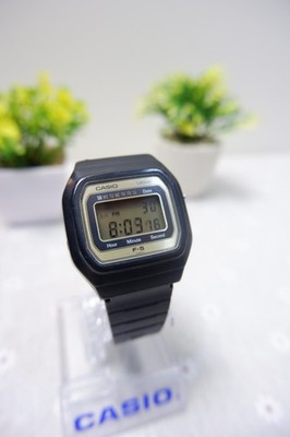 Rare Vintage Casio F-5 Digital Watch Module 58 Lithium Gold Face 1980s Japan
