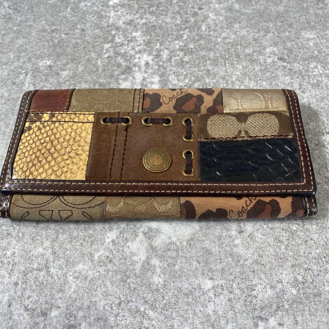 COACH Patchwork Crocodile Python Leather Long Wal… - image 22