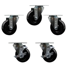 Avantco 178A4PCKIT5 4 Inch Replacement Caster Set with Brakes – Service Caster