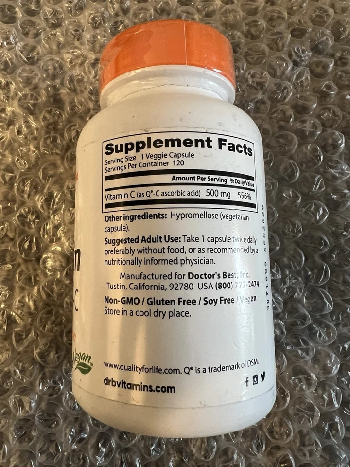 Wow😱😨 1 Doctor's Best Vitamin C con Quali-C (500 mg) 120 vcaps Foto 2 de 3