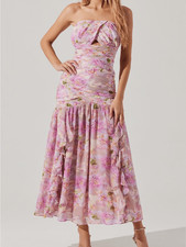 NWOT ASTR The Label Women's Estefany Floral Strapless Maxi Dress in Size Medium