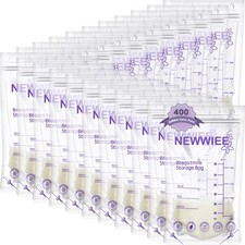 400 Count Breastmilk Storage Bags 7 oz Leak Proof Double Zipper Seal Breast M...