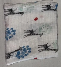ADEN + ANAIS GIRAFFE RED BLUE GREEN BALLOONS muslin SWADDLE BABY BLANKET D4