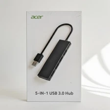 Acer 5-in-1 USB 3.0 Hub 4 Ports + USB-A + Powered Type-C Port Adapter ODK350