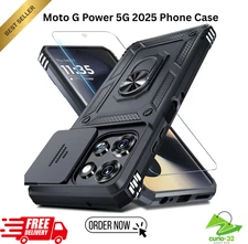 Durable Moto G Power 5G 2025 Phone Case With Kickstand And Free Screen Protector