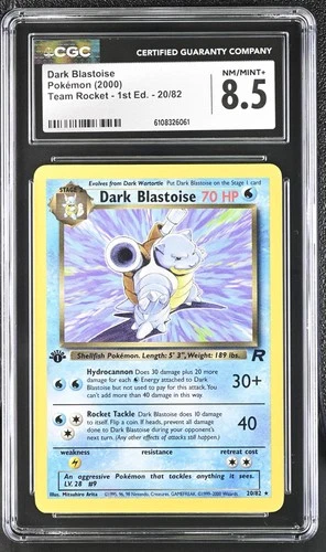 CGC 8.5 Dark Blastoise Team Rocket 1st Edition 20/82 Pokemon Card
