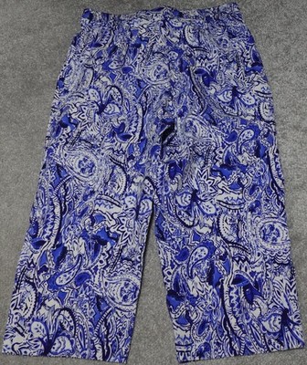 Allison Daley Petite Women's Size 8 Blue Paisley Pull On Straight Leg Pants
