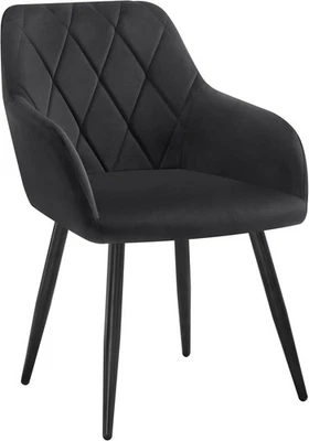 WOLTU Dining Chairs Velvet Padded Seat Metal Leg Kitchen Restaurants Chair Black - Image 1 of 4