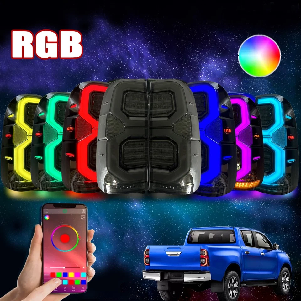 Pair LH+RH Tail Lamps RGB LED Assembly For Toyota Hilux Vigo Pickup 2005-2014 Foto 2 de 4