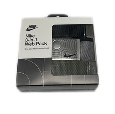 NEW Nike 3-In-1 Black/Gray/Olive Golf Web Belt Pack Cut-To-Length OSFM