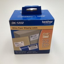 Brother DK-1202 White Paper Shipping Labels 300 Count 2.4" x 3.9" Sealed