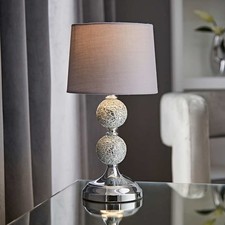 Crackle Table Lamp 33CM Glass Mosaic Living Room Light Fabric Lampshade LED Bulb
