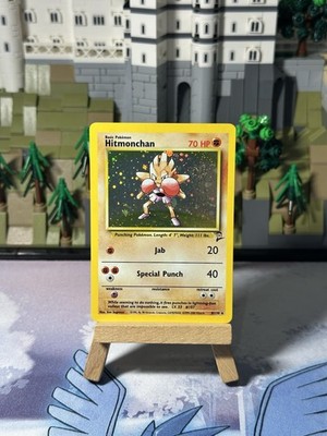 Pokemon Hitmonchan 8/130 Holo Rare Base Set 2 NM Swirl ENG  
