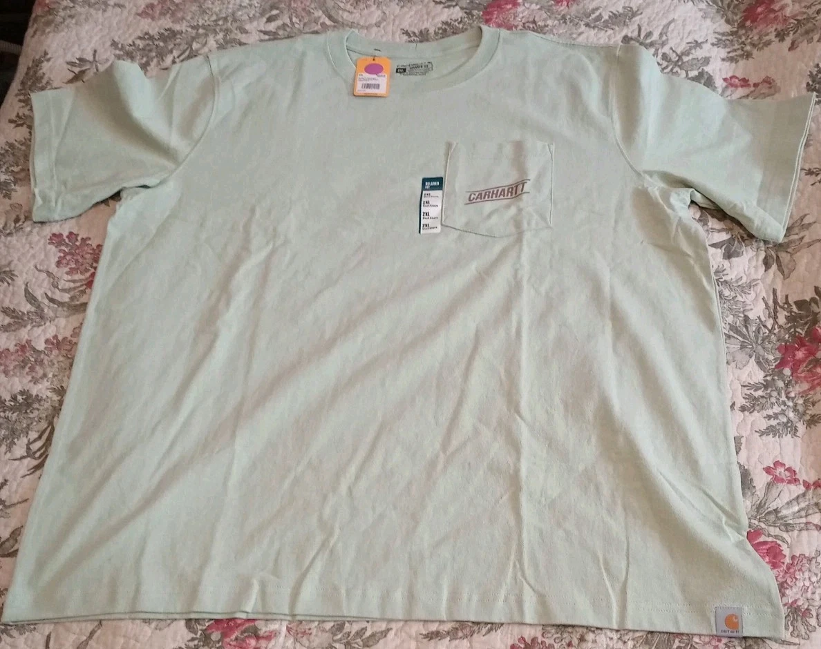Carhartt Relaxed Fit Short-Sleeve Pocket T-Shirt 2XL Mint Green TK5182-M NWT