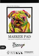 Bianyo Bleedproof Marker Paper Pad, A4(8.27*11.69), 50 sheets, White 
