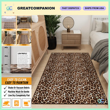 Cheetah Print 3x5 Washable Area Rug - Soft Non-slip Kitchen Floor Mat