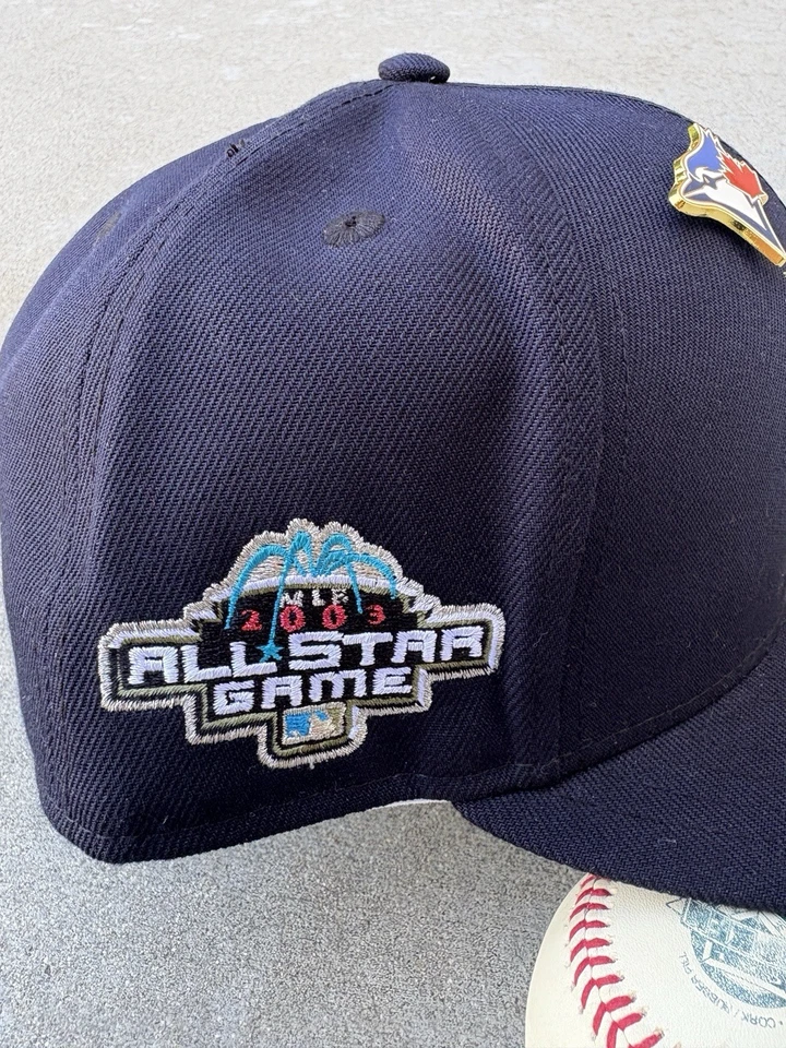 New Era 59FIFTY Toronto Blue Jays T Logo 2003 ASG Patch Green UV 7 3/4 DS -💥Pin - Image 2 of 4