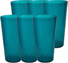 Plastic Cup Tumblers 6 Pc 20Oz Lightweight, Heavy Duty Stackable Cafe Style