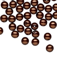 Czech Pressed Glass Druk Pearl Coated Chocolate Brown 6mm Round Beads 1 Std 67 
