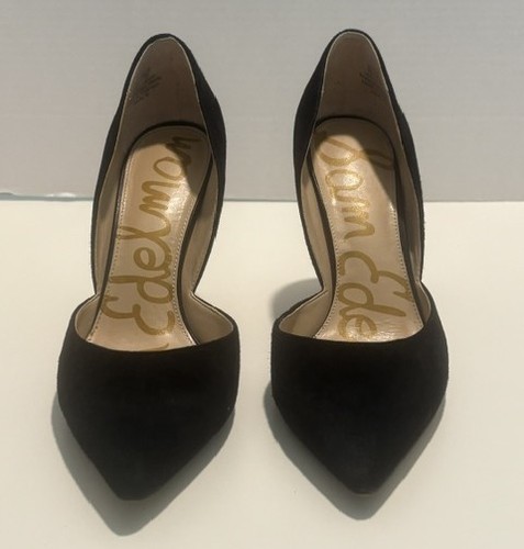 Sam Edelman Women 8M Telsa Black Suede d'Orsay Pointed Toe Stiletto Pumps Chic