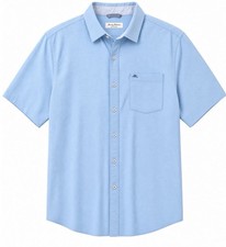 Tommy Bahama Nova Wave Shirt Mens XL Blue Seersucker Short Sleeve Stretch Woven