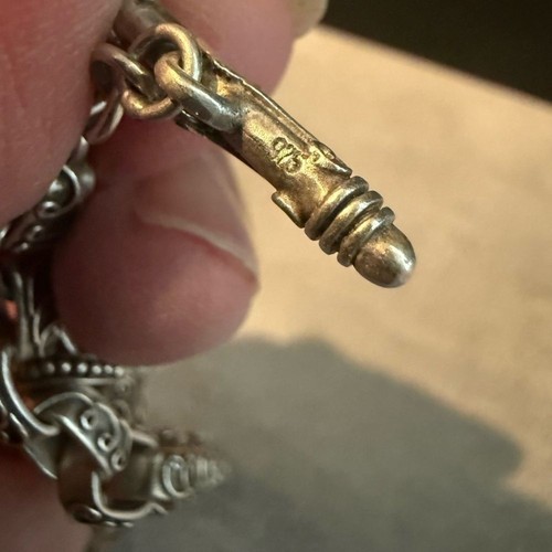 Bali 925 Stamped Heart Charm Toggle Bracelet - Picture 4 of 5
