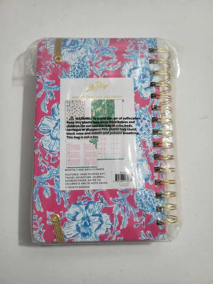 Планировщик Lilly Pulitzer август 2024 декабрь 2025 розовый цветочный еженедельная ежемесячная повестка дня - Изображение 4 из 4