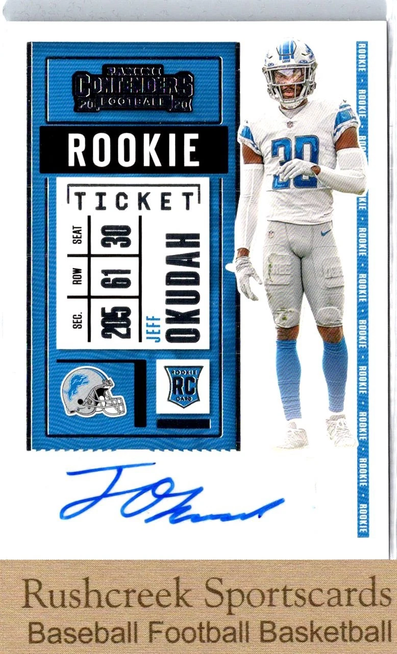 2020 Panini Contenders #143 Jeff Okudah Rookie Ticket Variation Auto