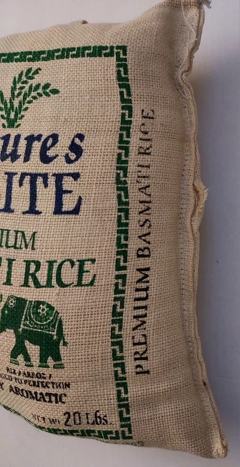Nature's Delite Basmati Rice Burlap Poly-Fiber Pillow Upcycle Zip Closure - Image 3 of 4
