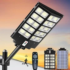 9900000000LM 8000W Solar Street Flood Light Outdoor Dusk to Dawn Wall Lamp +Pole