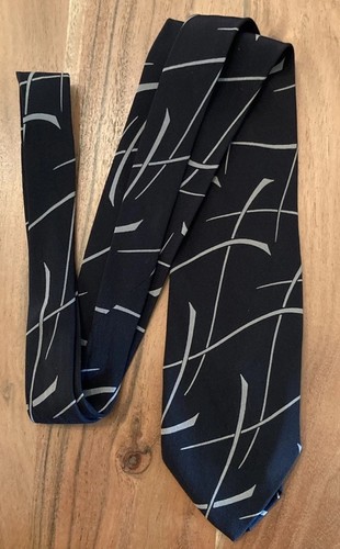 Vintage Giorgio Armani Silk Tie Black & Grey Necktie | T853